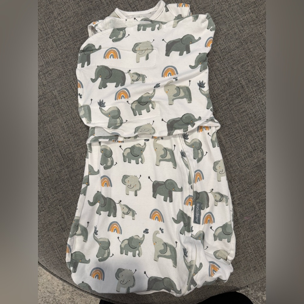 Baby SwaddleMe Swaddle Sack with Elephant & Rainbow Print 1.0 tog